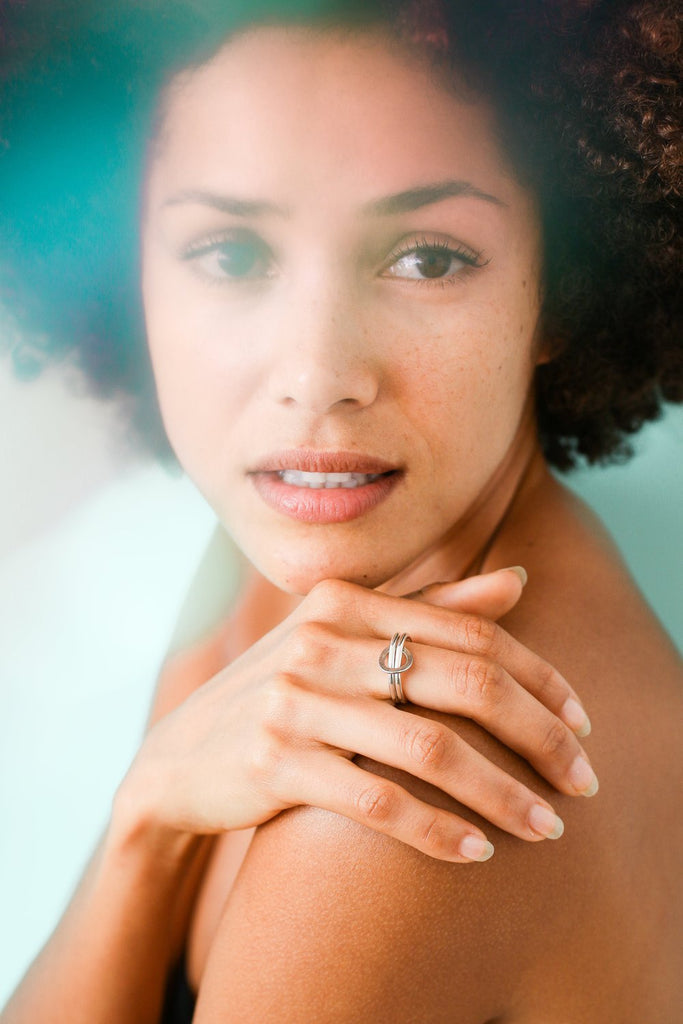 Bague femme argent et breloque bulle ou coeur or 9 carats Tiamat - 9 Pensées