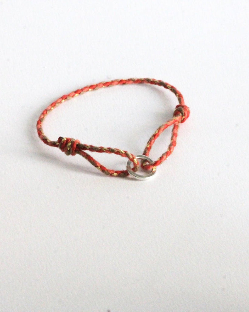 Bracelet cordon réglable et bulle argent - 9 Pensées