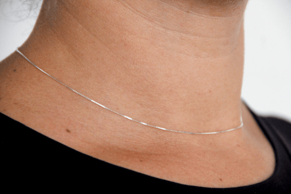 Collier argent massif chaîne vénitienne - 9 Pensées