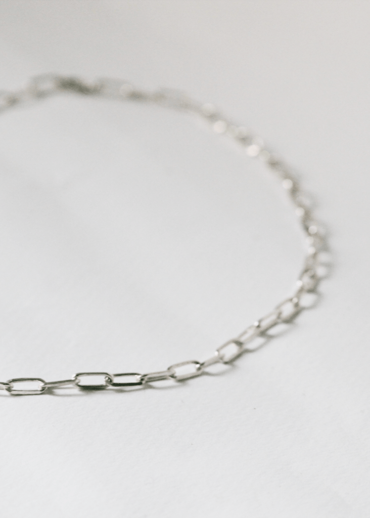 Collier chaîne rectangle argent 925 ras de cou - 9 Pensées