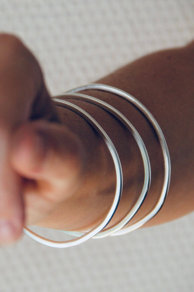 Bracelet massif argent Athi XL - 9 Pensées