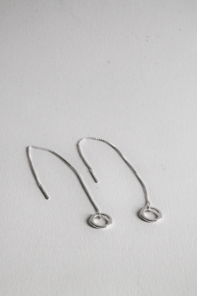 Boucles d'oreilles pendantes chaîne vénitienne et bulle argent 925 - 9 Pensées