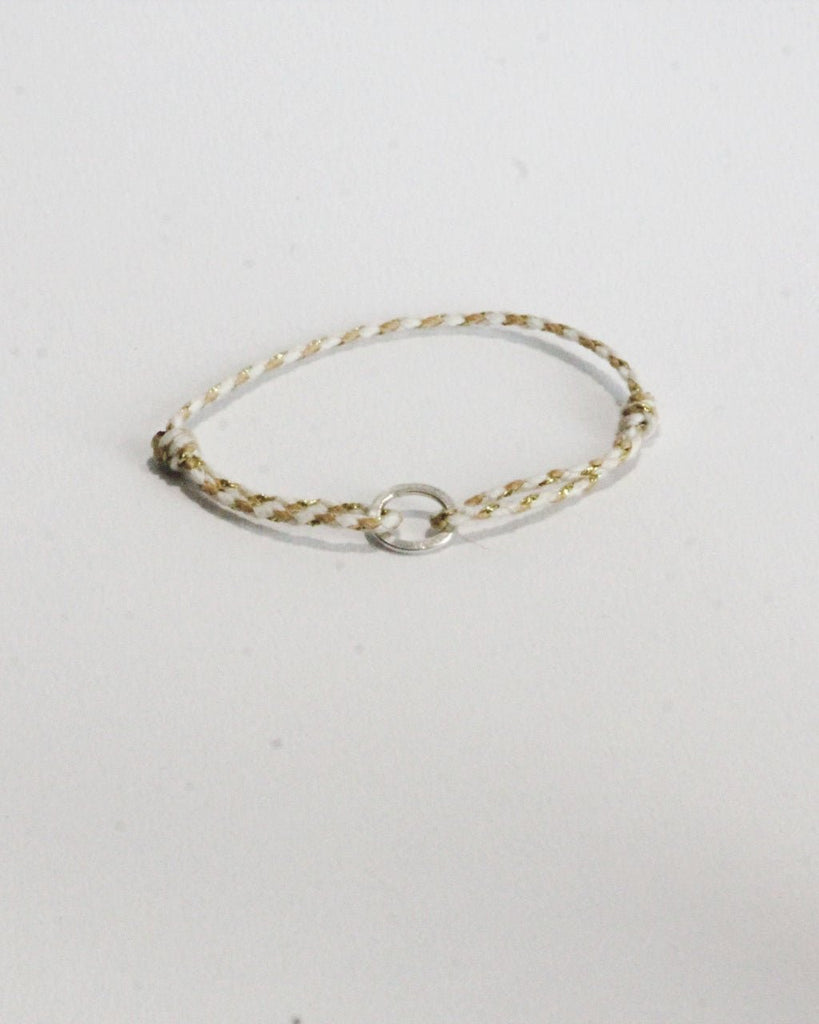 Bracelet cordon réglable et bulle argent - 9 Pensées