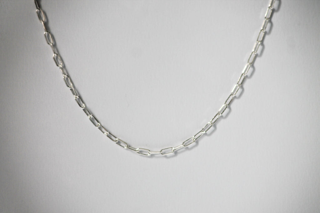 Collier chaîne rectangle argent 925 ras de cou - 9 Pensées